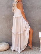 Jolien | Women's Ruffled Tiered Halter Maxi Dress