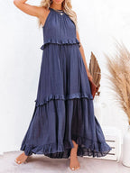Jolien | Women's Ruffled Tiered Halter Maxi Dress