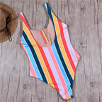 Inka | Women's Striped Button-Front One Piece Swimsuit