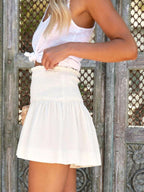 Hedwig | Women's High-Waisted Smocked Shorts with Ruffled Trim