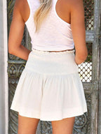Hedwig | Women's High-Waisted Smocked Shorts with Ruffled Trim