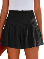 Hedwig | Women's High-Waisted Smocked Shorts with Ruffled Trim