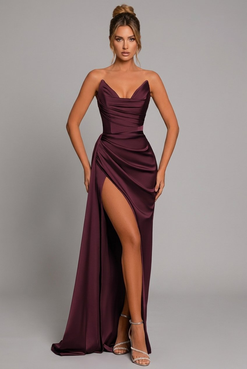 Oleta | Women's Strapless Ruched Bodycon Maxi Dress