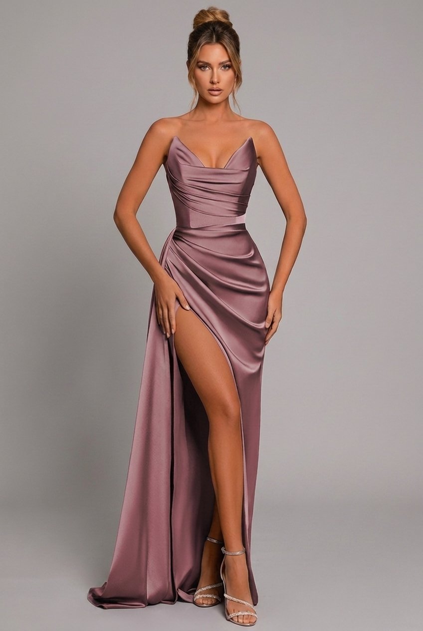 Oleta | Women's Strapless Ruched Bodycon Maxi Dress