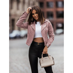 Aurelie | Women's Cropped Zip-Front Jacket with Notched Lapel Collar