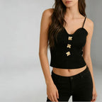 Amabel | Women's Button Detail Sweetheart Tank Top