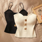 Amabel | Women's Button Detail Sweetheart Tank Top