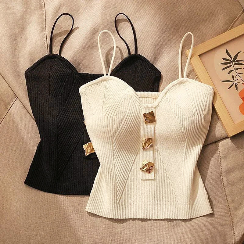 Amabel | Women's Button Detail Sweetheart Tank Top