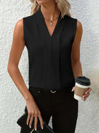 Millie | Women's Pleated V-Neck Tank Top Workwear Top