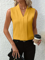 Millie | Women's Pleated V-Neck Tank Top Workwear Top
