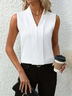 Millie | Women's Pleated V-Neck Tank Top Workwear Top