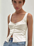 Adelie | Women's Sweetheart Button-Front Tank Top