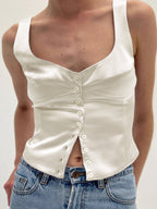 Adelie | Women's Sweetheart Button-Front Tank Top