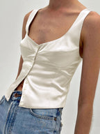 Adelie | Women's Sweetheart Button-Front Tank Top