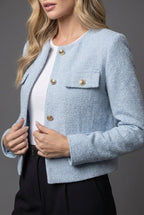 Cilla | Women's Round Neck Cropped Tweed Blazer