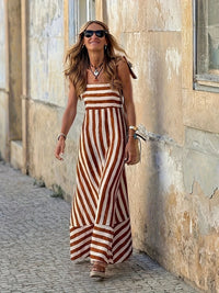 Dorothy | Women's Striped Tie-Strap Maxi Dress