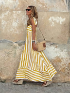 Dorothy | Women's Striped Tie-Strap Maxi Dress