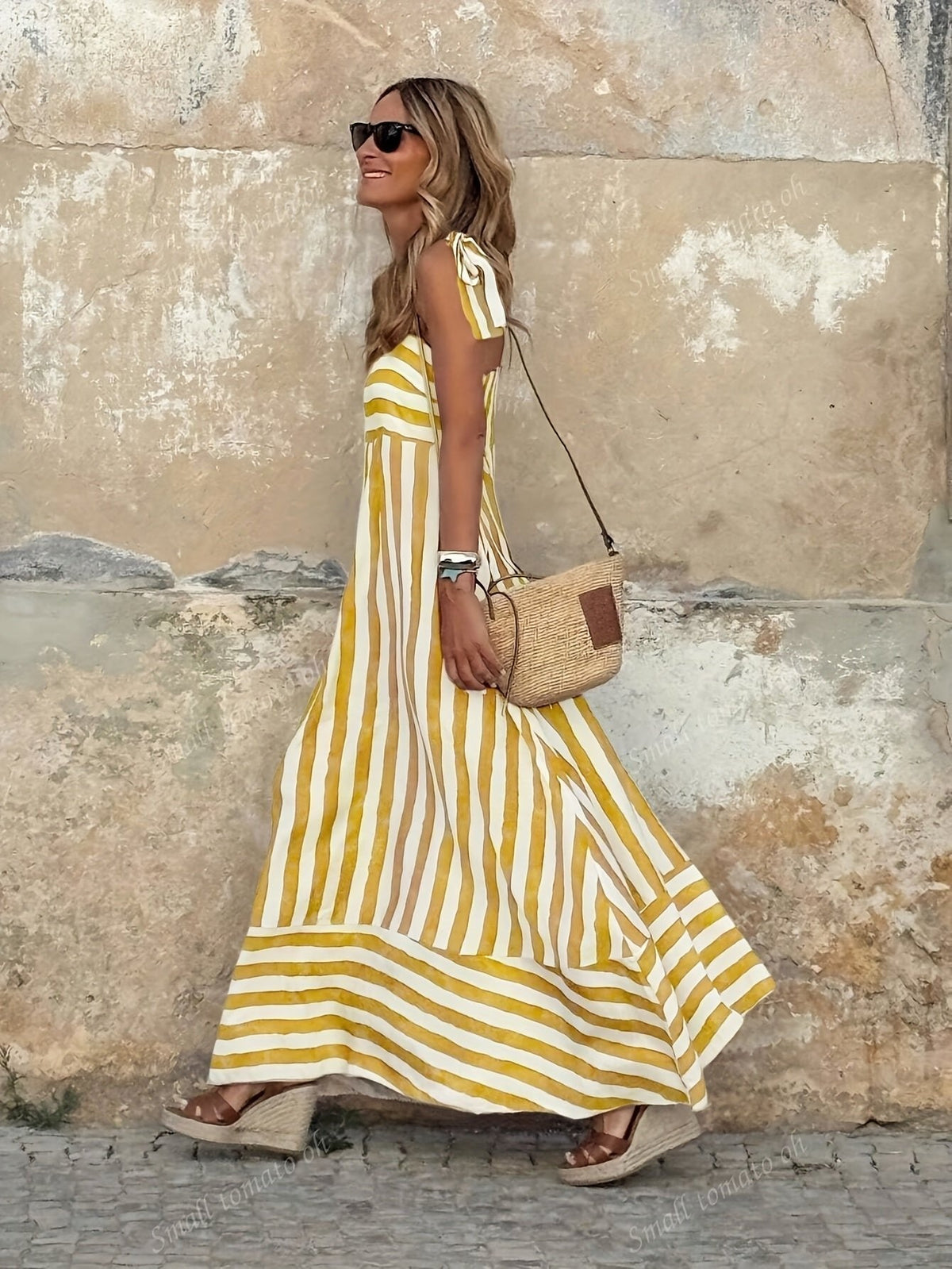 Dorothy | Women's Striped Tie-Strap Maxi Dress