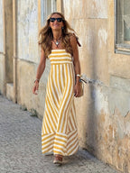 Dorothy | Women's Striped Tie-Strap Maxi Dress