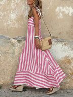 Dorothy | Women's Striped Tie-Strap Maxi Dress