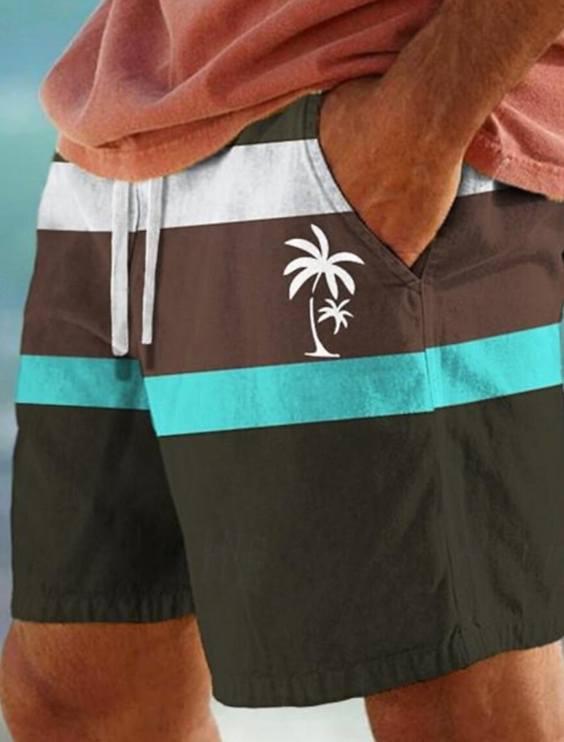 Corey | Men's Striped Drawstring Board Shorts with Pockets