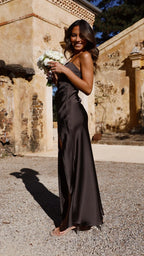 Veronique | Women's Satin-Look Slip Maxi Dress with Side Slit
